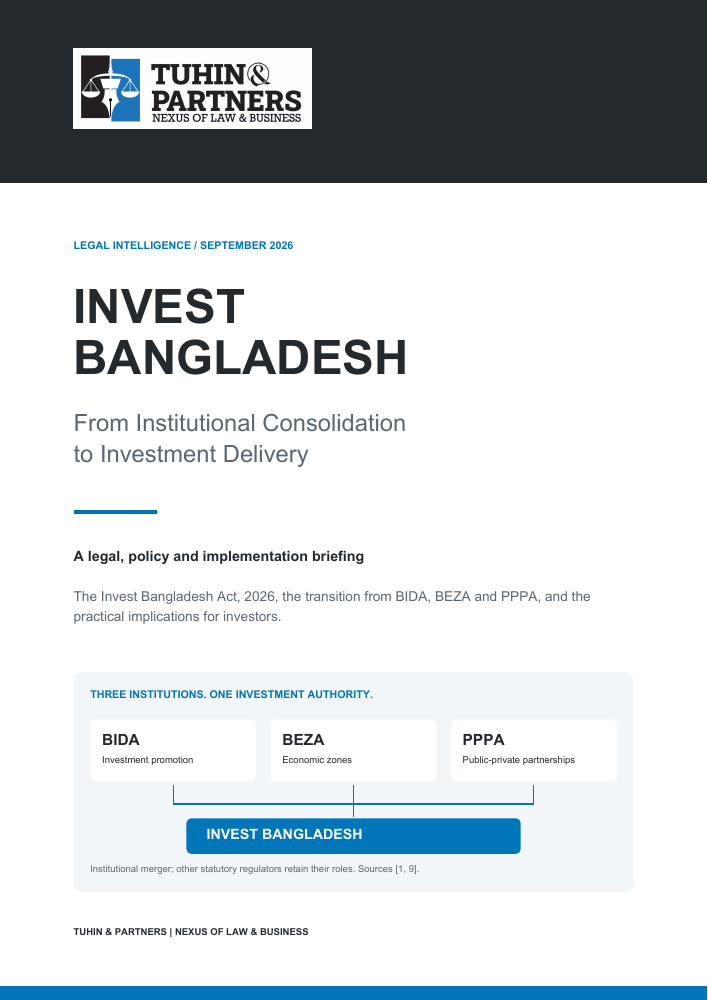 Invest Bangladesh September 2026 briefing cover by Tuhin & Partners