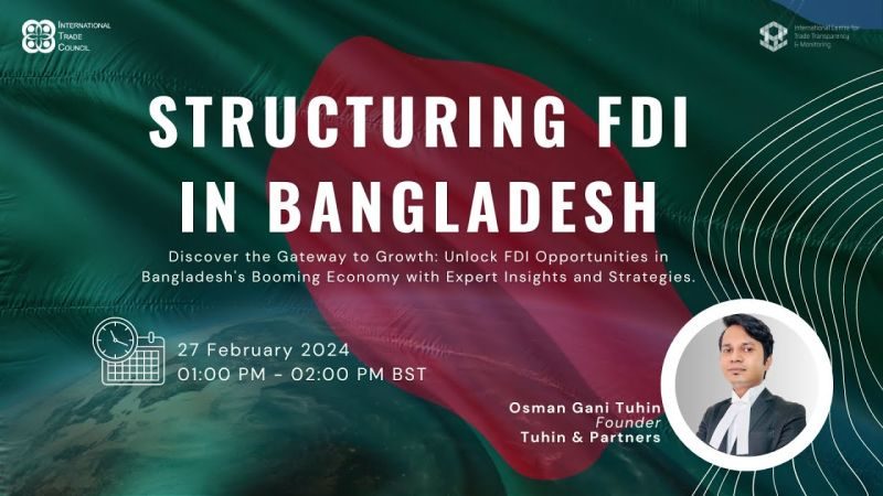 Structuring FDI in Bangladesh webinar poster