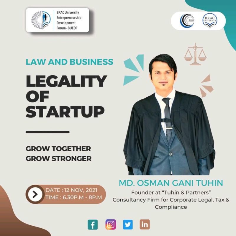 Legality of Startup session poster from BRAC University