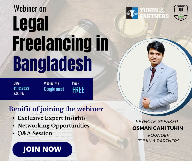 Legal Freelancing in Bangladesh webinar poster for BAIUST law students
