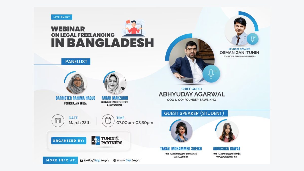 Webinar on Legal freelancing in Bangladesh — event poster
