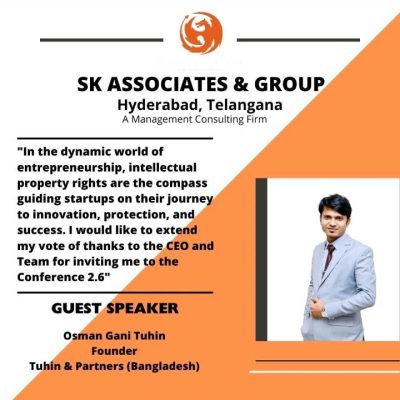 Conference 2.6 guest-speaker graphic on intellectual property rights and startups